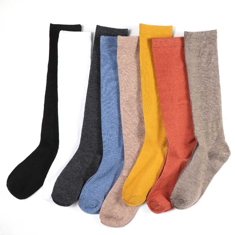 Elastic Sexy For Girl Student Solid color Cotton Hosiery Women Stockings Knee High Socks Calf Sock