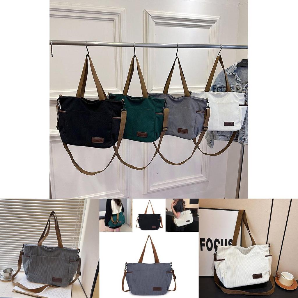 Просторная холщовая сумка через плечо для женщин в стильном минималистичном городском дизайне, идеально подходящая для повседневных путешествий