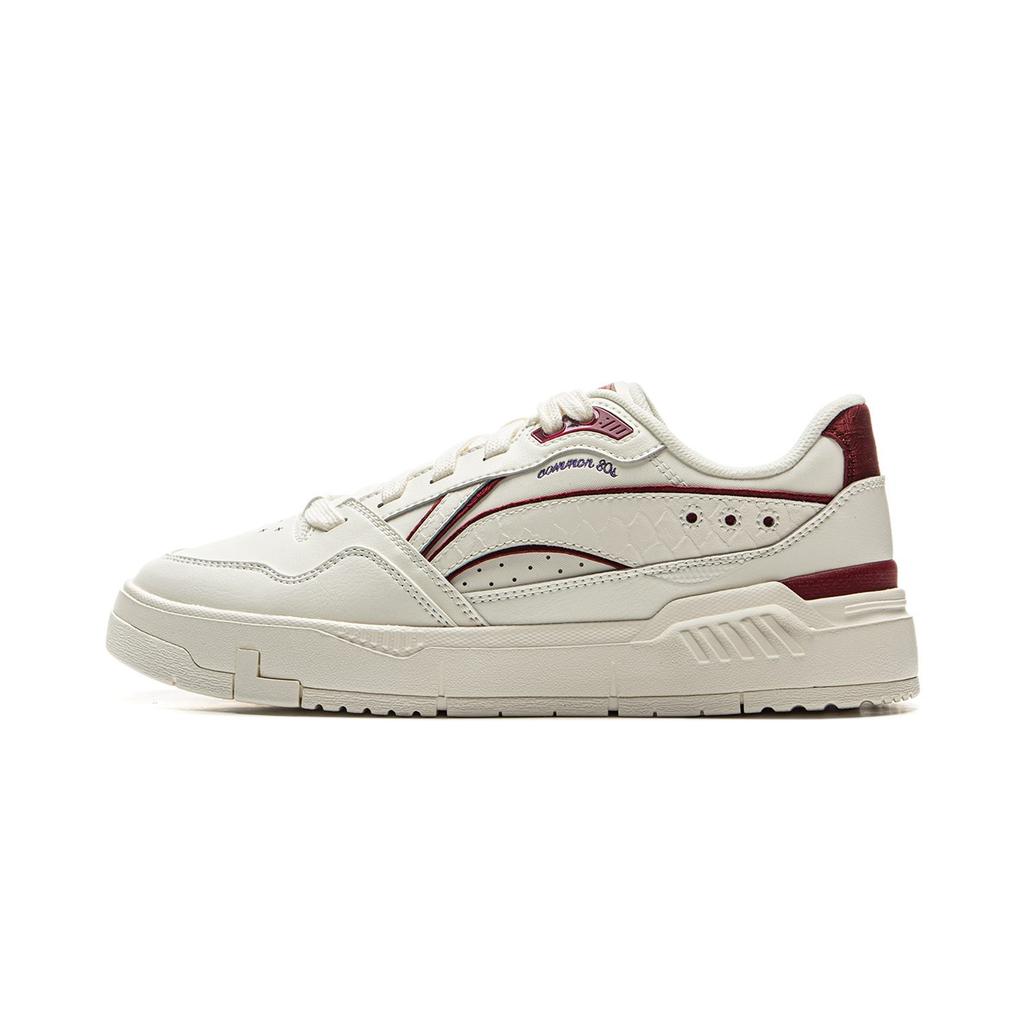 Li Ning Обычные 80-е Нескользящие Износостойкие Низкие Кеды для Скейтборда Женские Белые Красные AGCV024-1