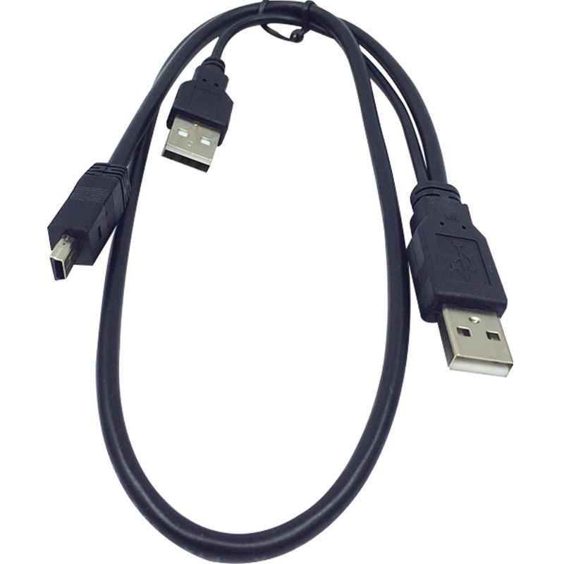 2-в-1 Mini USB на USB 2.0 двойной кабель для зарядки с дополнительным питанием для мобильного жесткого диска