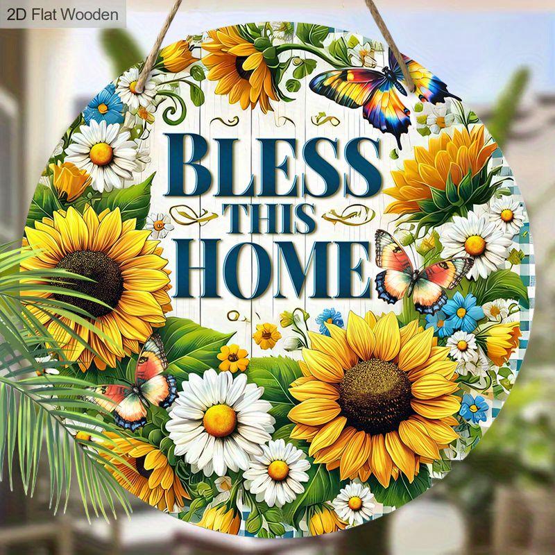 2D Flat Hanging Decorative Signs,interior Wall or Door Decoration,garden Decoration,the Pattern Is Sunflower,a Housewarming Gift for Friends