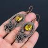 Серьги с цитрином, Ювелирные изделия из драгоценных камней, обернутые медной проволокой 999 пробы, Серьги ручной работы, На День благодарения