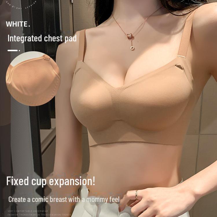 Korean Comics Seamless Push-Up Bra for Small Busts - Wireless, Thickened, and Large Fixed Cups
