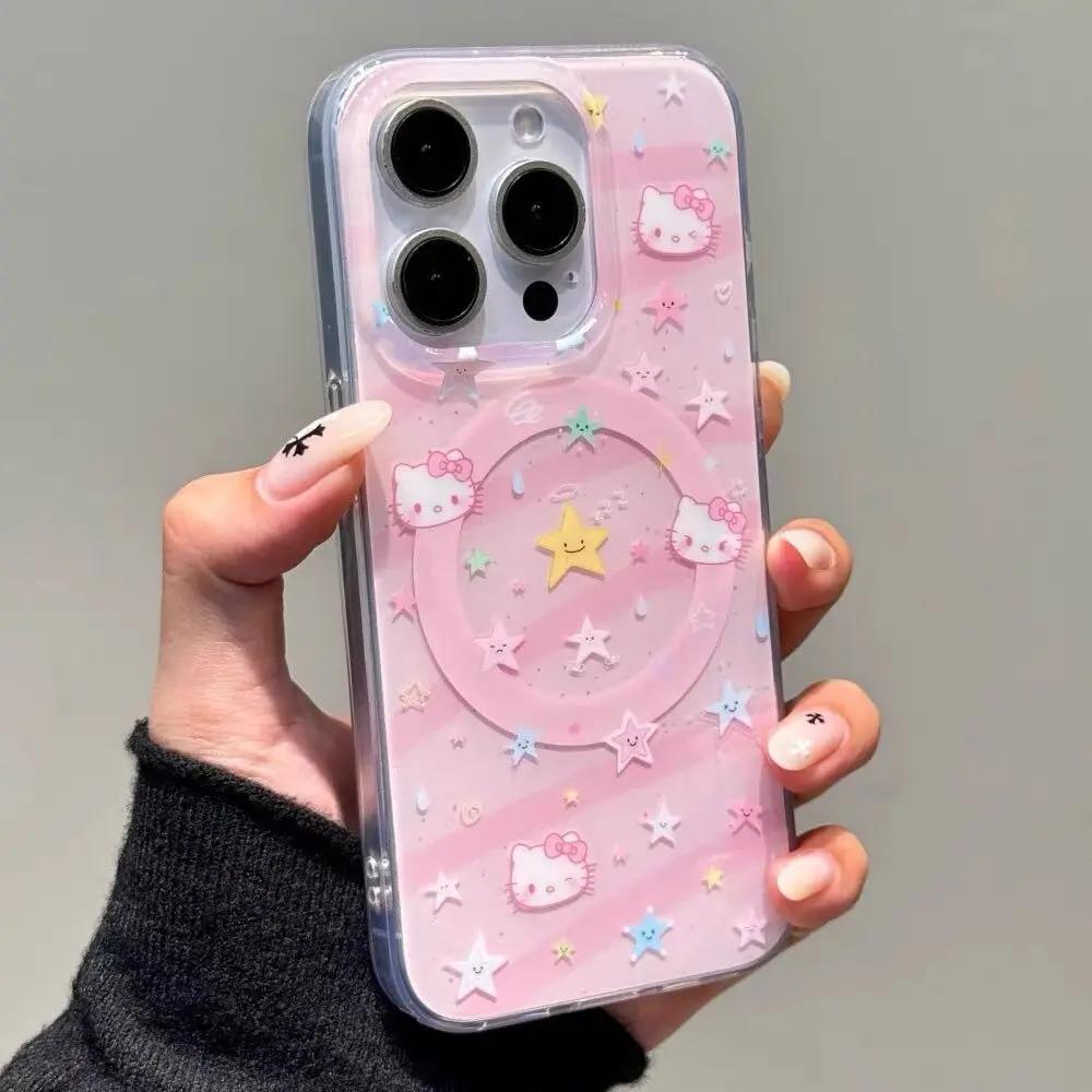 Magsafe Magnetic Charging Hello Kitty Shakeable Holder Cover For Iphone 17 Pro Max 17 Air 16 15 14 12 13 11 Pro Max 13 Mini Case