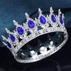 Baroque Round Crown for Bridal Wedding Royal Queen King Tiara Birthday Party Performance Head Accessories Diadem Jewelry
