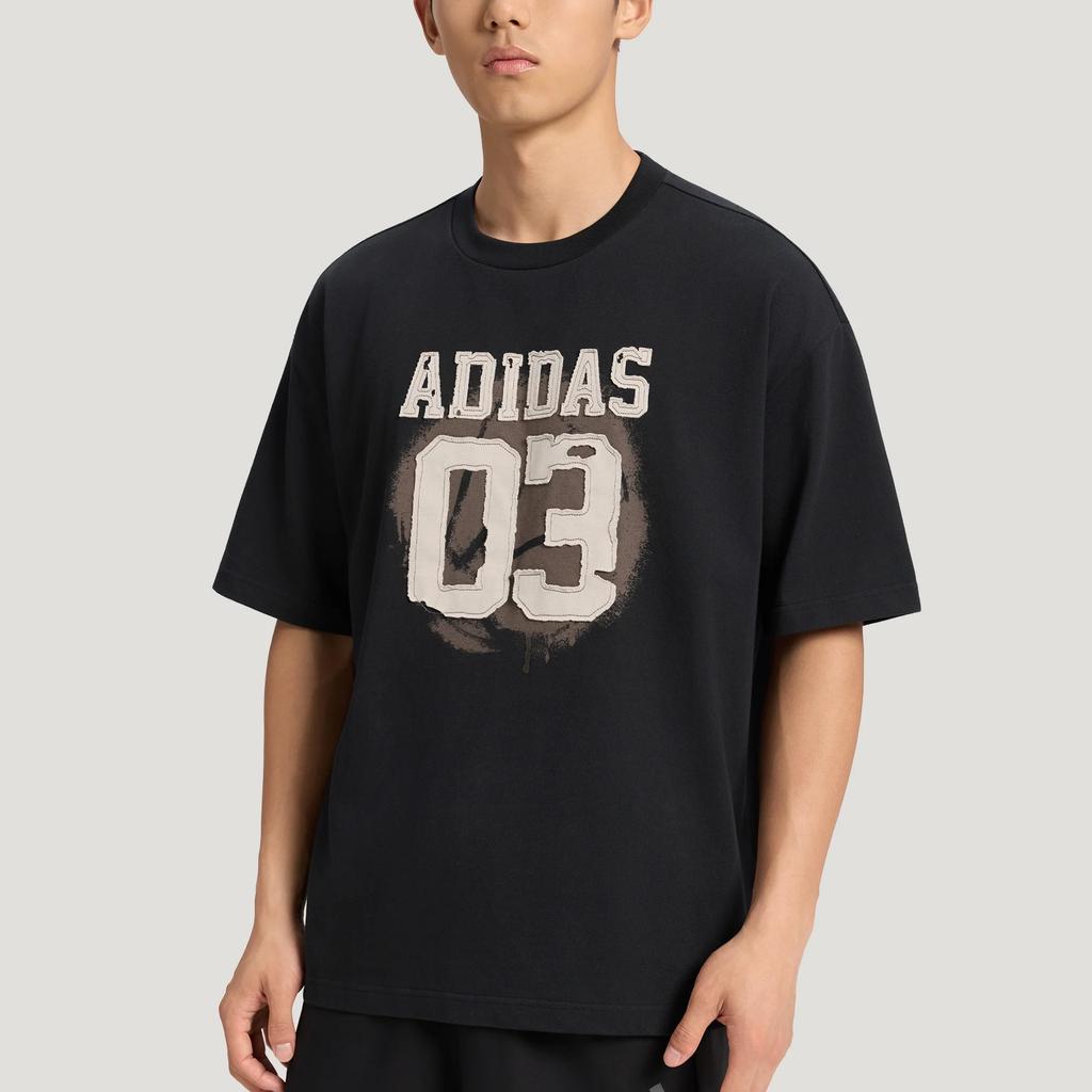 adidas Мужская спортивная футболка с коротким рукавом в уличном стиле с графическим принтом, свободная, для баскетбола, Топы KX4882