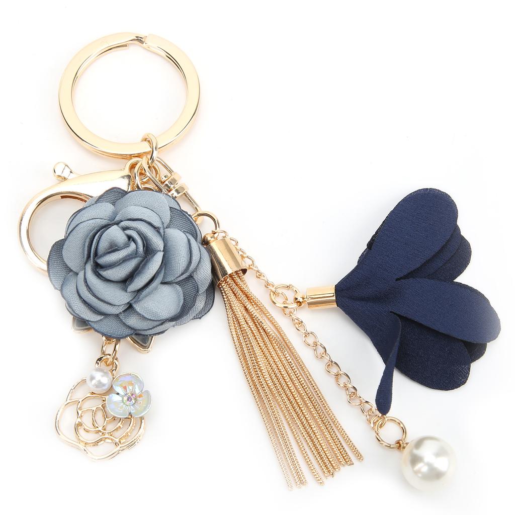 Keychain Zinc Alloy Flower Tassel Pearl Decoration Hook Key Pendant DIY Gift Supplies