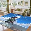 Crystal Velvet Square Rug Custom NameAttack on Titan Pattern Non Slip Home Floor Decor Rug