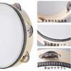Yunya Yoshino Tambourine with Leather Round Educational Percussion Instrument Hand Drum Performance Musical Instrument Percussion Drum Bell