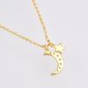 925 Sterling Silver Gold Zircon CZ Moon Star Pendant Charm Long Chain Necklace Women Wedding Jewelry Crystal Luxury