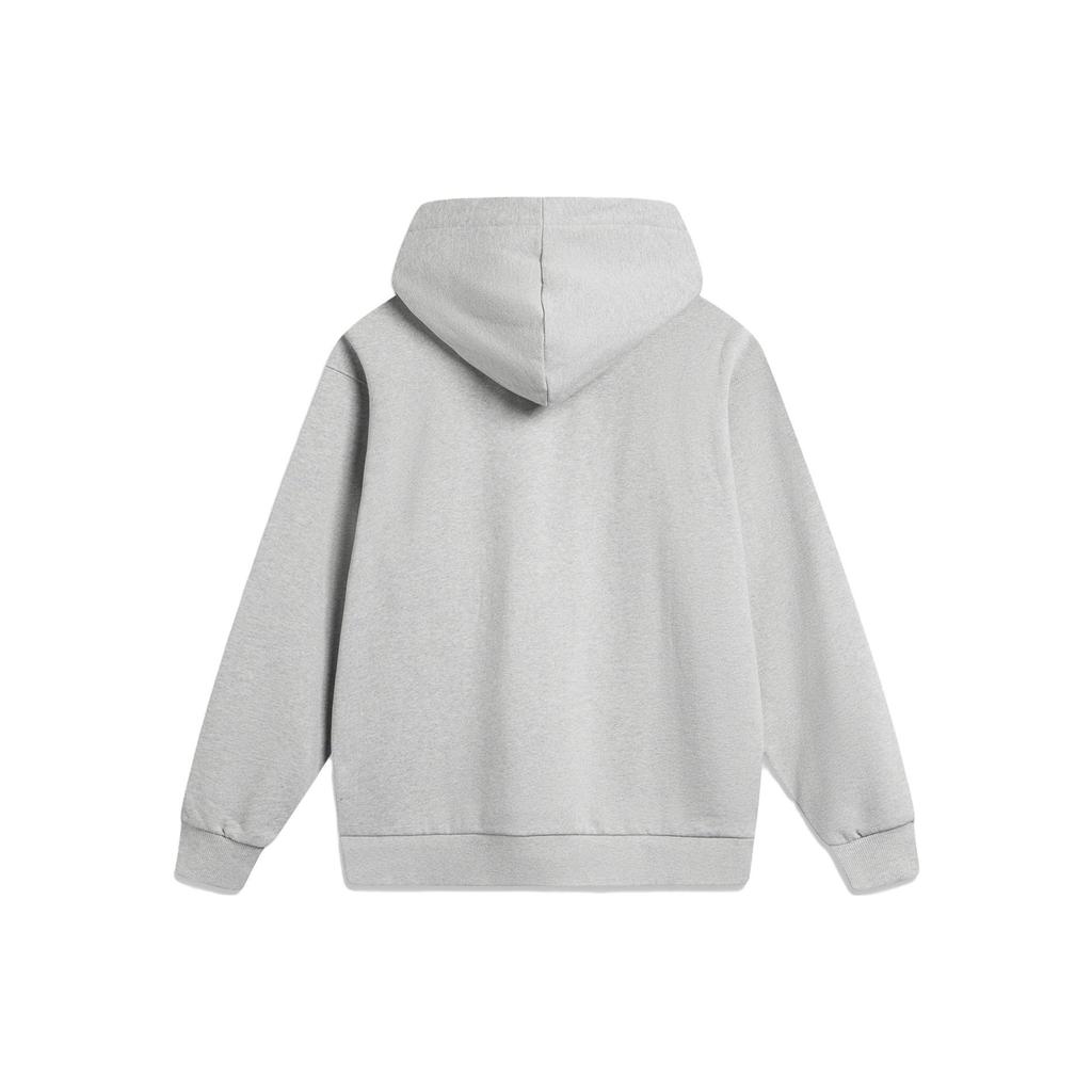 Li Ning Weekend Молодежный американский винтажный свитер с капюшоном и логотипом с принтом в виде буквы унисекс, толстовка светло-серого дымчато-серого цвета AWDU781-1