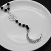 Vintage Silvery Moon Cross Pentagram Hollow Pendant Rosary Necklace Gothic Jewelry Versatile Party Travel Daily Wear Style Jewelry Gift