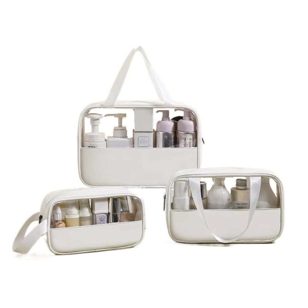 with Handle Travel Cosmetic Bag Transparent Women Wash Pack Portable Toiletry Pouch Makeup
