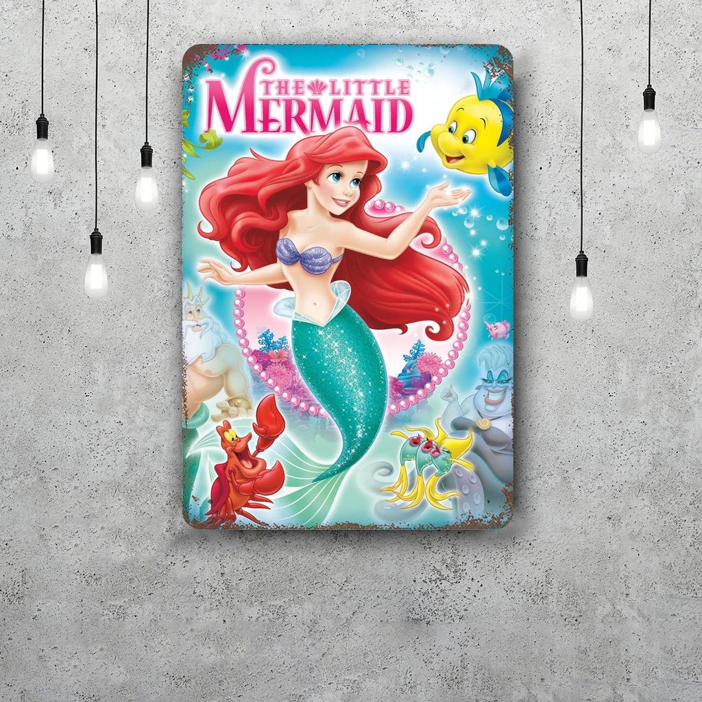 MINISO The Little Mermaid (Signature Edition) Decor Poster Tin Sign Metal Sign Decorative Plaque Pub Bar Cave Wall Decoration