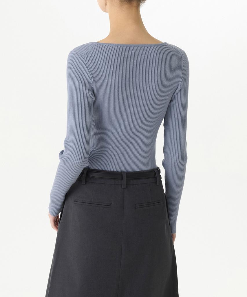 MUSINSA STANDARD WOMAN Women'S Ribbed Slim Square Neck Knit [Blue Grey]