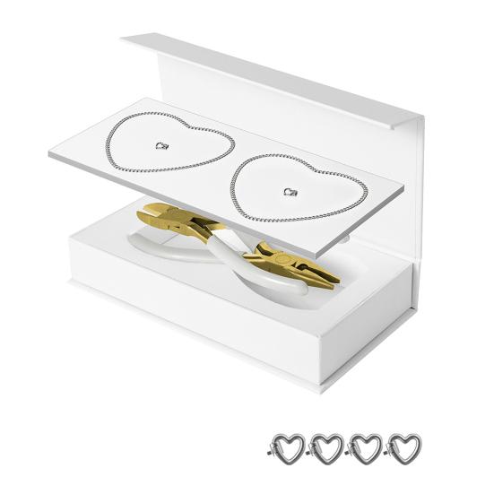 1 Set Permanent Bracelet Kit Includes 2 Bracelets 4 Heart Buttons 2 Pliers Forever Jewelry Making Tools DIY Crafting Project Valentines Day Engagement