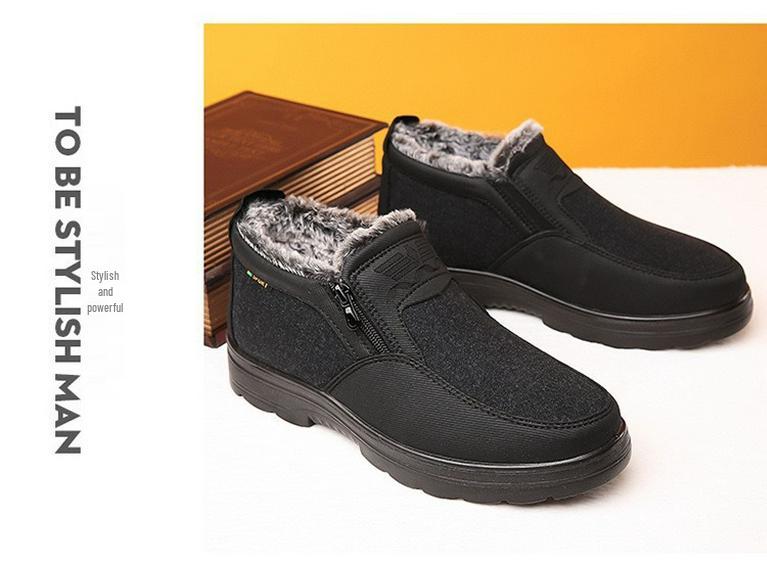 Men's Winter Non-Slip Velvet-Lined Old Beijing Cotton Shoes for Middle-Aged and Elderly