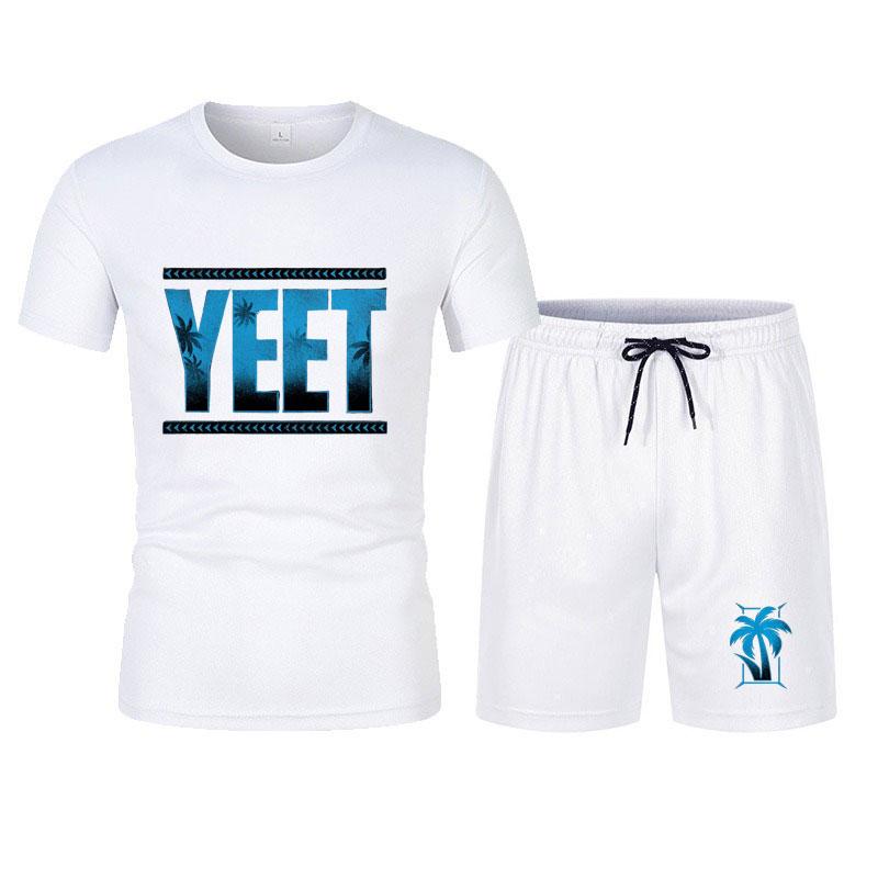 Новые мужские черные футболки и шорты Jey Uso Yeet, летние мужские костюмы с коротким рукавом, новые повседневные комплекты одежды