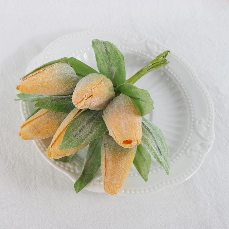 6 шт./пучок Имитация тюльпанов Маленькие букеты, Реалистичные Яркие Настоящие на ощупь Зеленые Лиственные Растения,