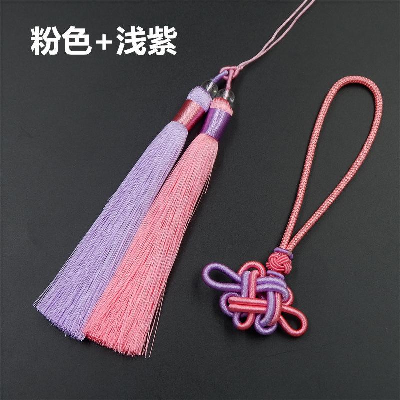 Двухцветная кисточка с китайским узлом, кисточка против морщин в китайском стиле, кисточка с китайским узлом, подвеска в этническом стиле, ухо из ледяного шелка.