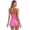 Women Wetlook Patent Leather Dress Tank Latex Shiny Party Mini Dress Clubwear