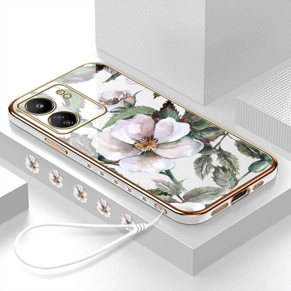 Роскошный чехол с покрытием из цветка камелии для iPhone 11 12 13 14 15 Pro Max, чехол для телефона Samsung Galaxy A51 A12 A32 A52 Xiaomi Redmi 10 10C