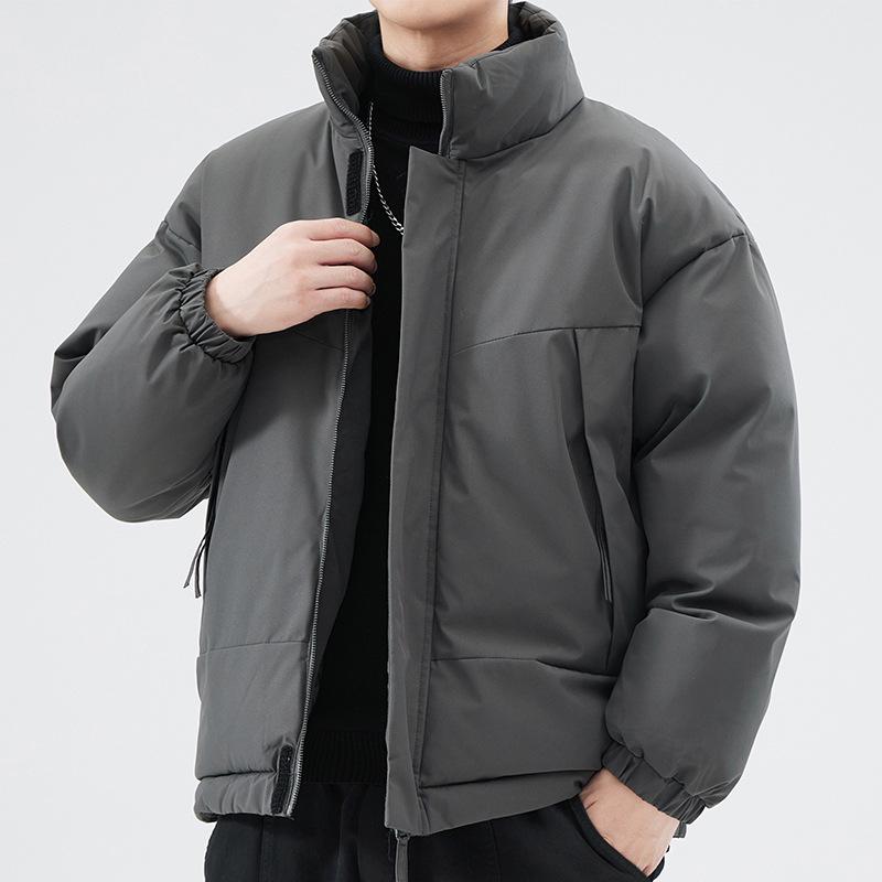 Универсальная мужская зимняя хлопковая куртка с воротником-стойкой – Свободная, Модная, Однотонная, Утепленная для тепла