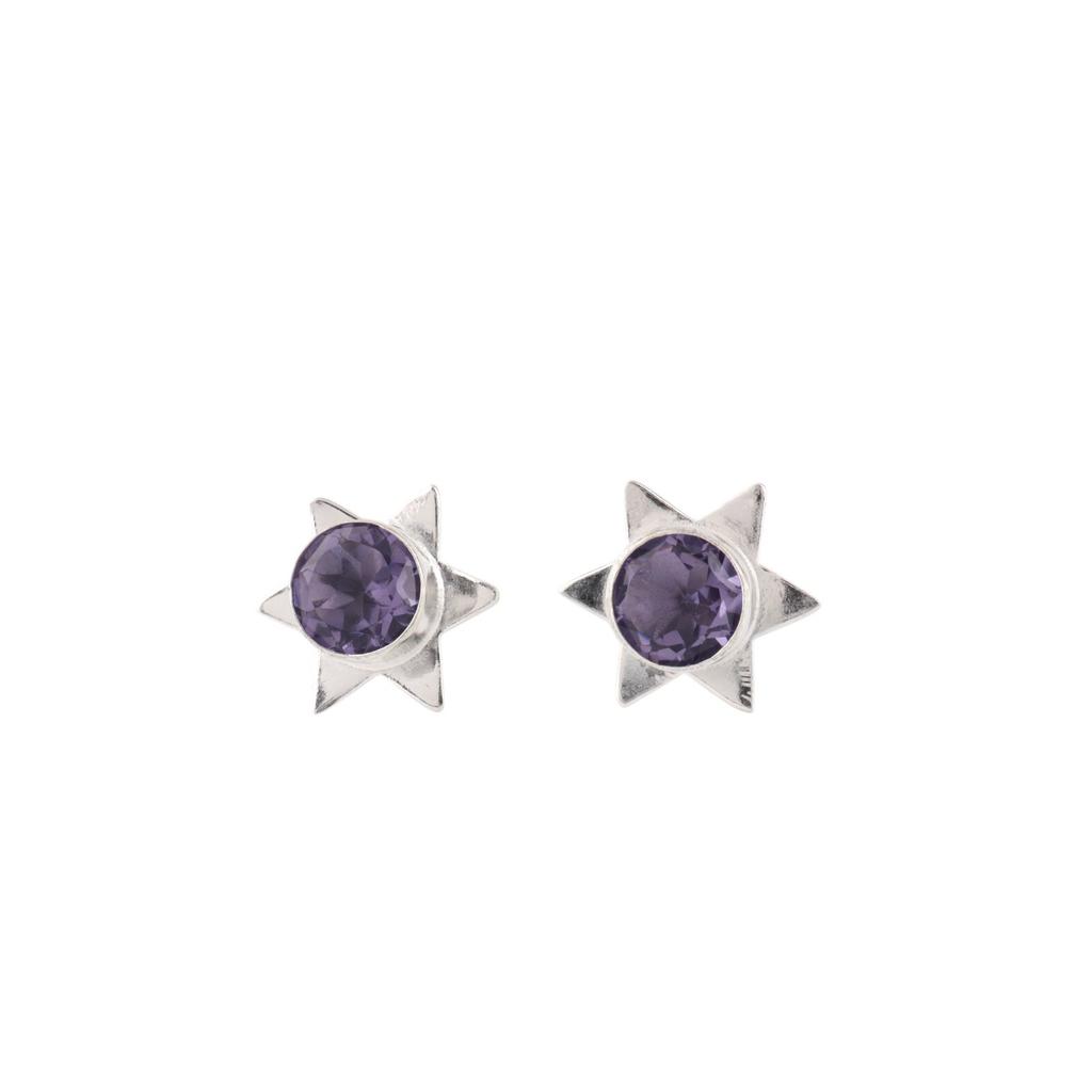 Iolite Gemstone 925 Sterling Silver Jewelry Handmade Stud Earrings0.44" For Gift EE-175-16
