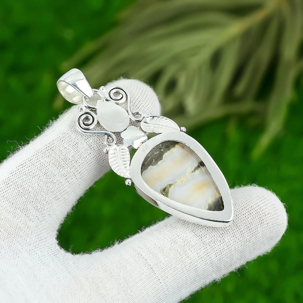 Mothers day Deal Natural Ocean Jasper Sterling Silver Bezel Wife Pendant Jewelry