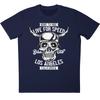 Skull Biker T-Shirt Born To Ride Live Speed Los Angeles California Tee
