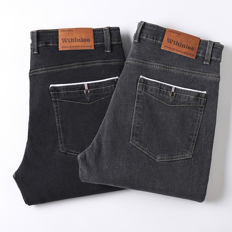 2024 Spring New Jeans Trendy Stretch Small Straight Fashion Men'S Middle Waist Pants
