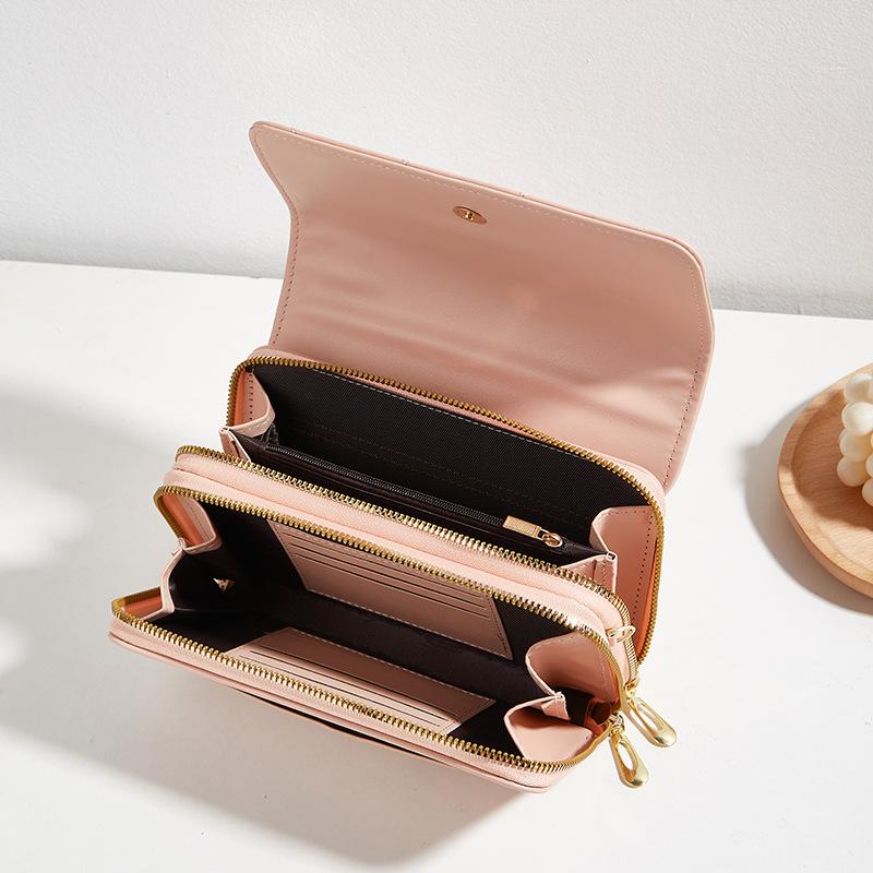 Versatile Double-layer Embroidered Mobile Phone Bag Women's Bag New Diamond Embroidered Small Fragrant Shoulder Bag Women's Messenger Bag