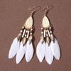 Bohemian Long Feather Dangle Earrings For Women Beach Chain Tassel Drop Earrings Wedding Bride Jewelry Girl Gift