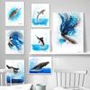 Абстрактные постеры с изображением океанских животных, холст, картина, танцующий марлин, дельфин, рыба, настенная картина, минималистичный принт, домашний декор для гостиной