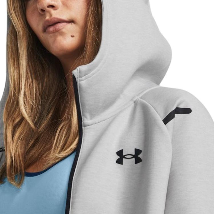 (WMNS) Женская куртка Under Armour Unstoppable Fleece с полной молнией 'Светло-серый' 1379842-011
