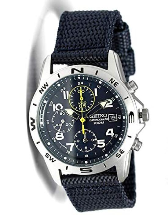 Seiko Морская Полиция Силы Самообороны Государственный Служащий SEIKO Хронограф с Водонепроницаемостью 100м Нейлоновый Ремешок Часы Мужские (SND377R SND399P SND379R) (СНД379Р)