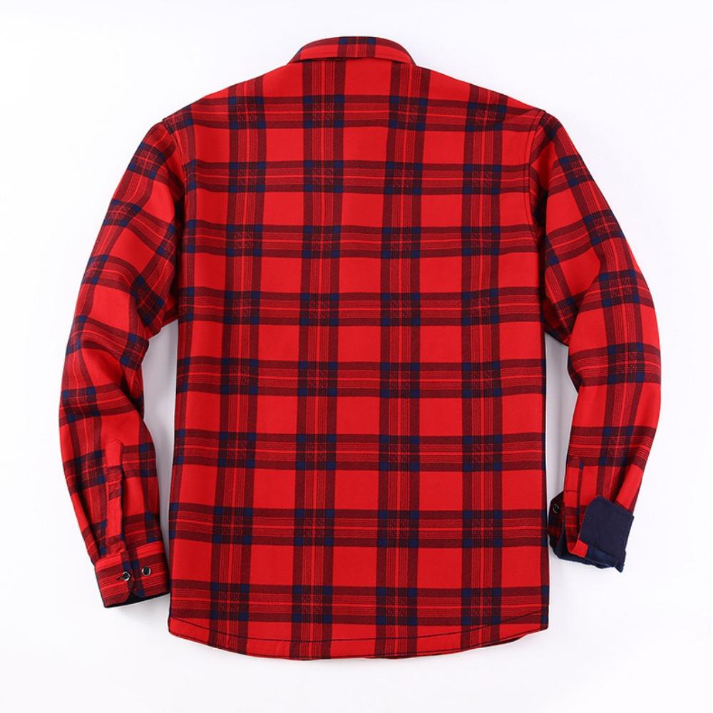 Американский размер Мужская рубашка с длинным рукавом Осень Зима Теплая Плюс Флис Утолщенная Клетка Большой размер Мода Не требующая глажки