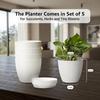 Круглый горшок для цветов 5 дюймов/12,9 см для помещения и улицы, белый, лучший для декора террасы/балкона/дома/офиса – Набор из 5 штук