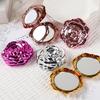 Electroplating Rose Double-sided Mirror Portable Travel Mini Foldable Makeup Mirror Women Girls Vintage Pocket-sized Handheld Vanity Mirror