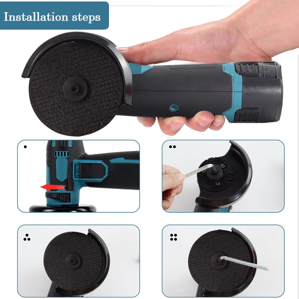 Комплект аккумуляторной угловой шлифовальной машины с щеткой, 12 В, шлифовальный диск 3 дюйма, 76 мм, легкая угловая шлифовальная машина с