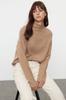 Women's Fashionable Stylish Sweater Mink More Sustainable Soft Textured Wide Fit High Collar Knitwear Sweater