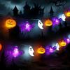 1pc Halloween Pumpkin Bat Ghost String Light 10/20/30LED Hanging Lamp Battery Powered For Home Bedroom Window Party Indoor Decor