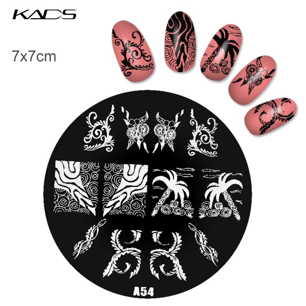 kads 1PC Round Stainless Steel Nail Art Nail Stamping Plates Manicure Stamp DIY for Nail Templates Classic Series Tools