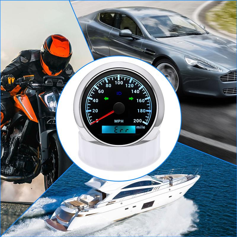 85MM Car Boat GPS Speedometer 0-200MPH Gauge Waterproof Speed Meter With 7 Colors Backlight for Marine Auto Motorcycle 12V/24V