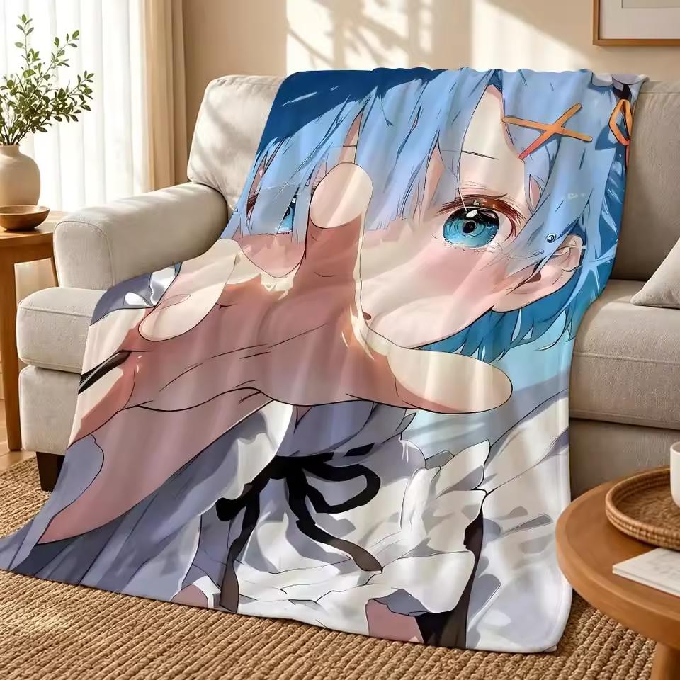 Re Zero Throw 240g flannel blanket, suitable for sofas, beds, offices, exquisite gift blankets