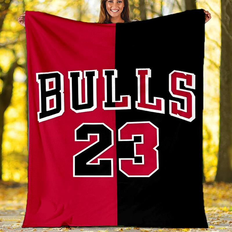 1pc Chicago Bulls Theme Blanket - Digital Print, Polyester, Cozy for All Seasons, Perfect for Outdoor, and Travel