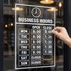 1 Набор Наклеек на Окно с Часами Работы, Прозрачные Виниловые Наклейки Устойчивые к УФ-Излучению, Самоклеящиеся Знаки Времени Открытия и Закрытия