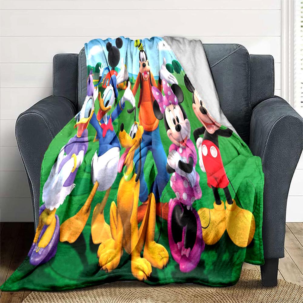 Mickey Mouse Clubhouse Adventure Flannel Blanket Super Soft Warm Cozy Blanket For Sofa Bed Office Travel Allseason Home Decor Gift