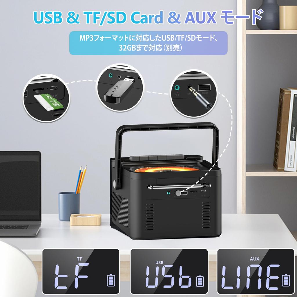 Greadio 2025 Multifunctional Boombox CD Bluetooth Rechargeable CD FM EQ 5000mAh High Remote USB Portable CD Cassette Tape Bluetooth Double 5W Stereo