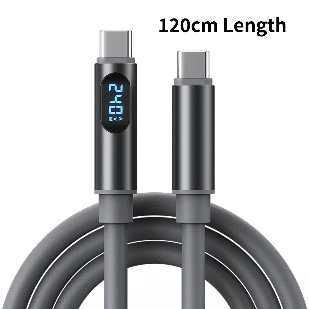 1.2m/1.8m Data Cable Converter LCD Dynamic Display Type-C Cable 240W Super Charging Cable